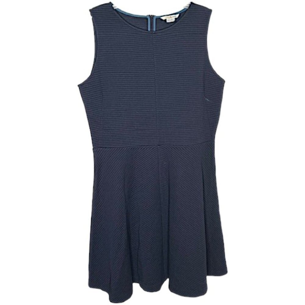 Boden Cotton Ribbed Knit Fit & Flare Sleeveless Dress WW112 - Navy - 16R